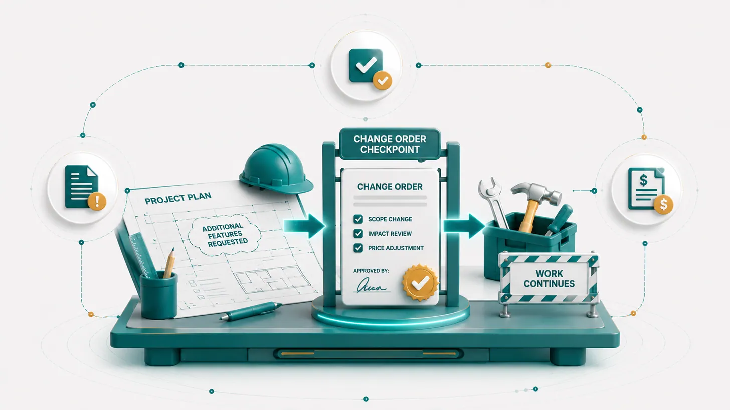 Contractor Scope Creep + Change Order Control Guide illustrated overview