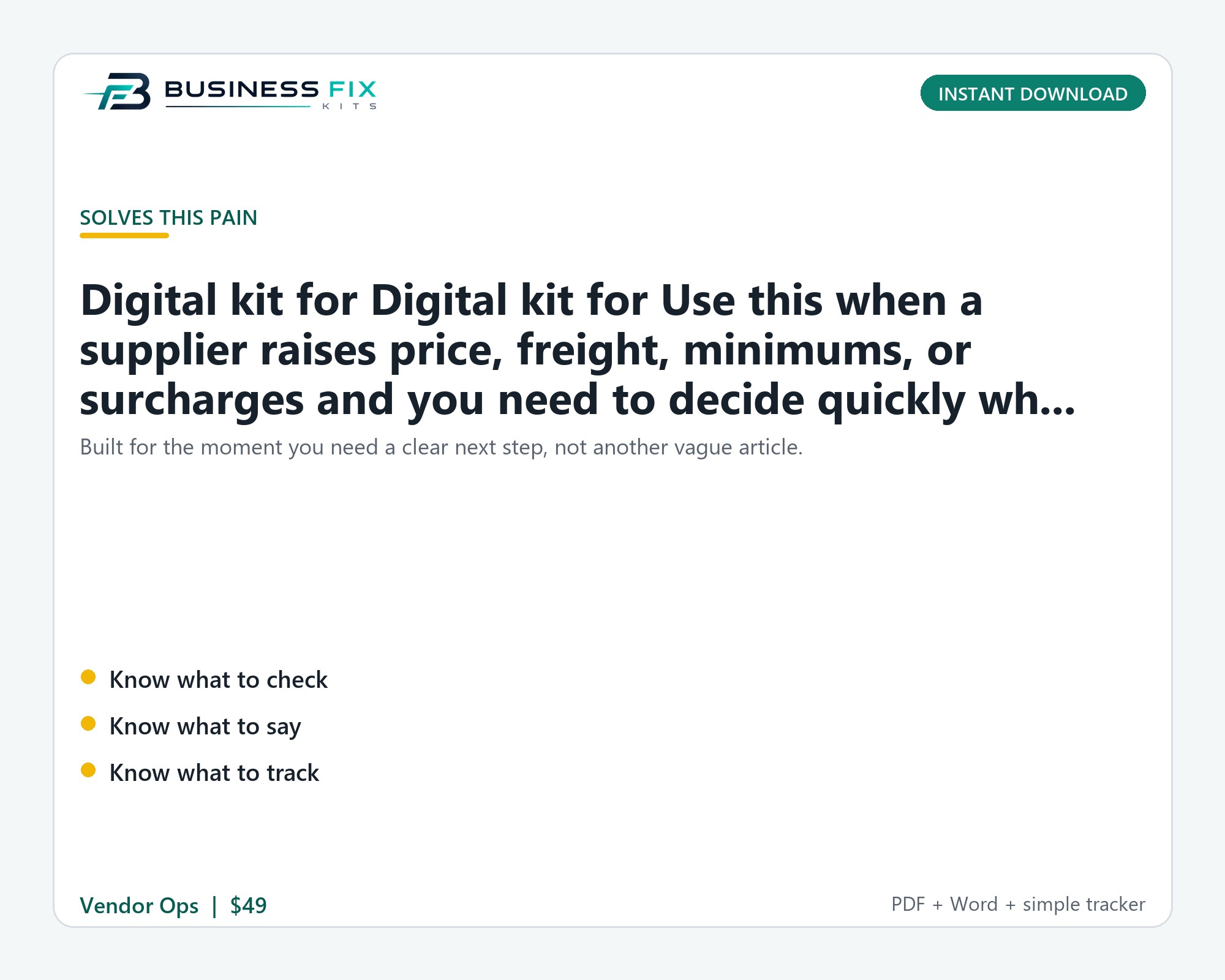 Vendor Price Increase + Pass-Through Negotiation Kit product photo