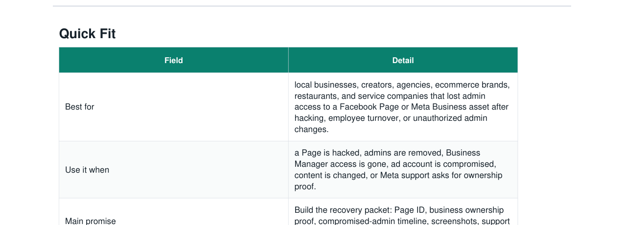 Facebook Business Page Hacked Admin Recovery Kit real file preview