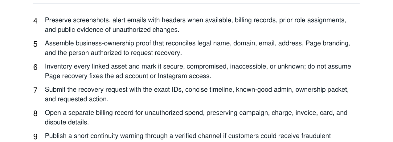 Facebook Business Page Hacked Admin Recovery Kit real file preview