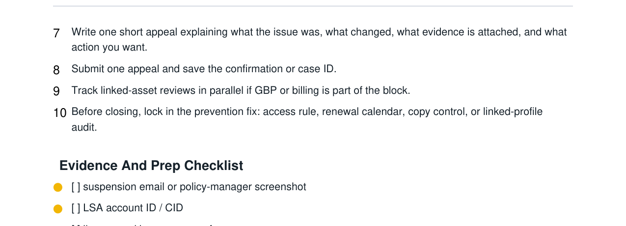 Google Local Services Ads Suspension Appeal Kit real file preview