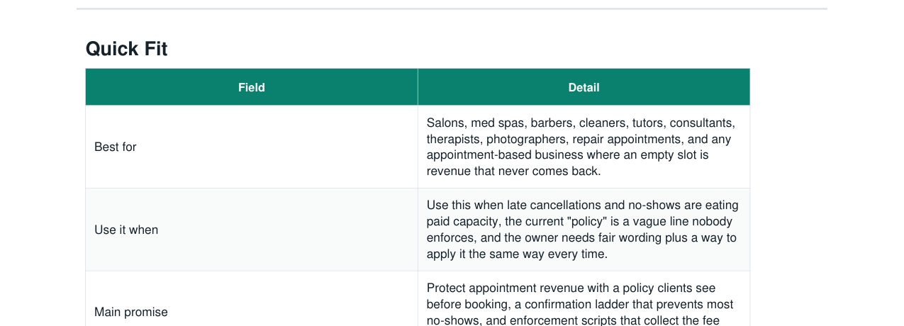 No-Show + Cancellation Policy real file preview