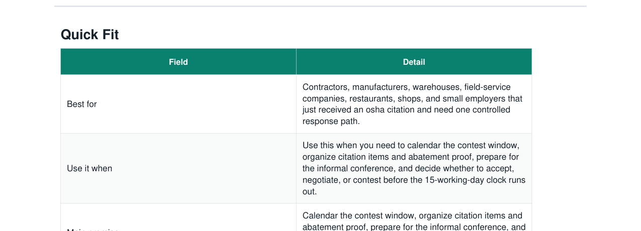 OSHA Citation Informal Conference and Abatement Kit real file preview