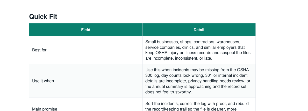 OSHA Log + Incident Recordkeeping Cleanup Kit real file preview