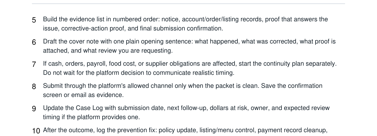 Uber Eats Merchant Deactivation Appeal Kit real file preview