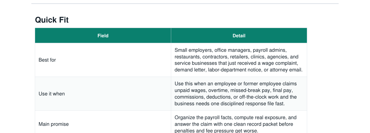 Wage Claim Employer Response Kit real file preview